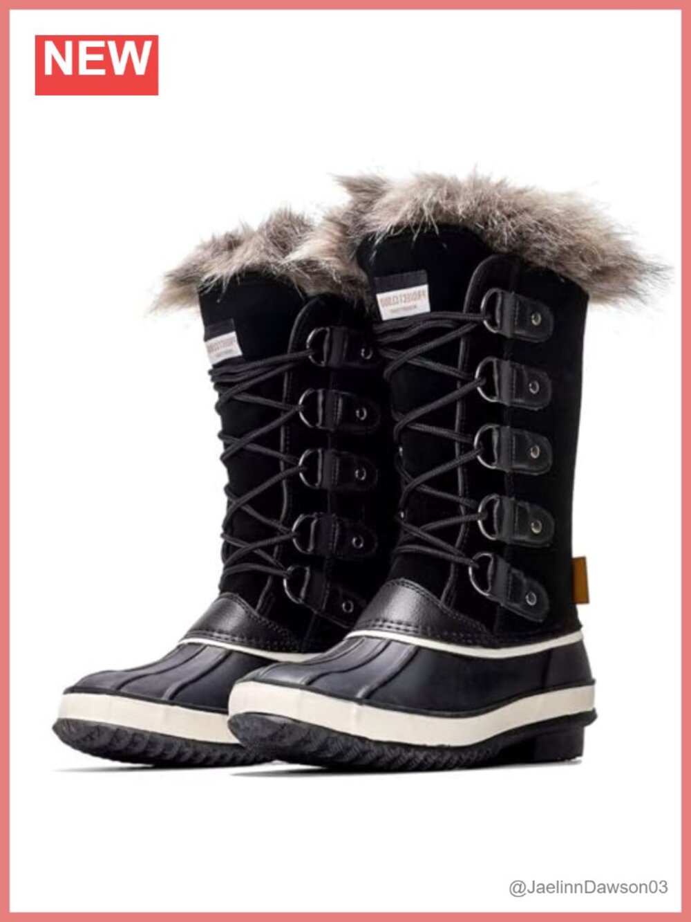 Genuine Leather Fur Lined Snow Boots Womens Waterproof Calf High
